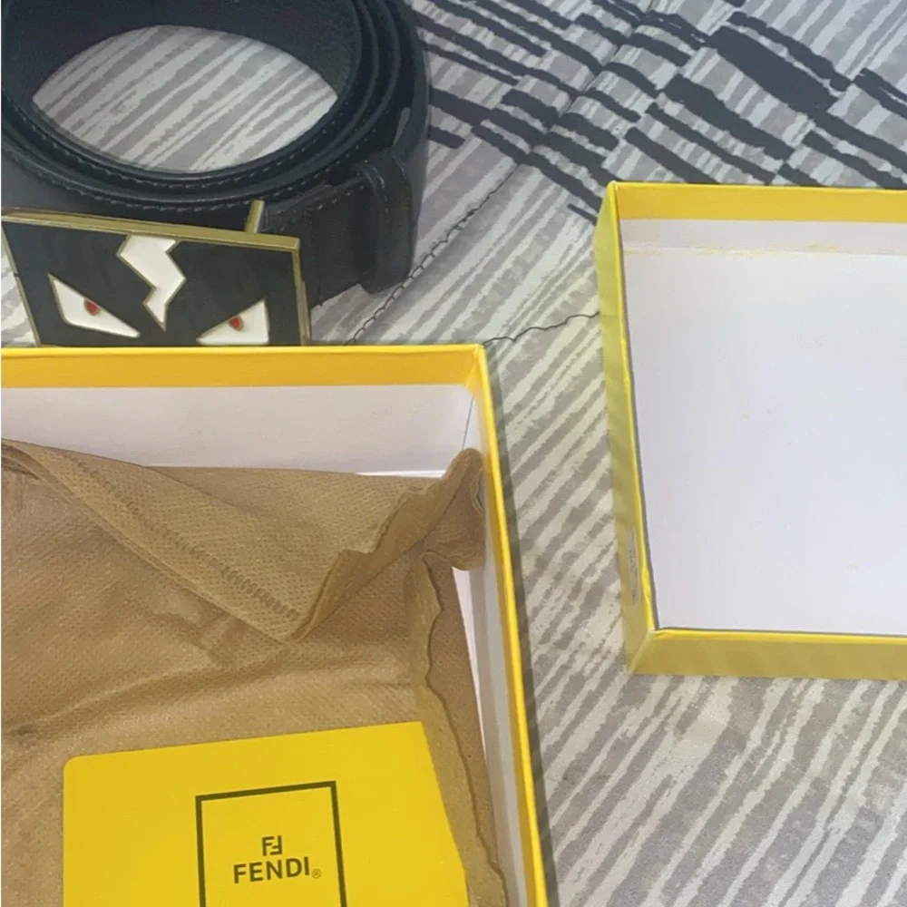 Fendi Black Leather Belt with Iconic Buckle